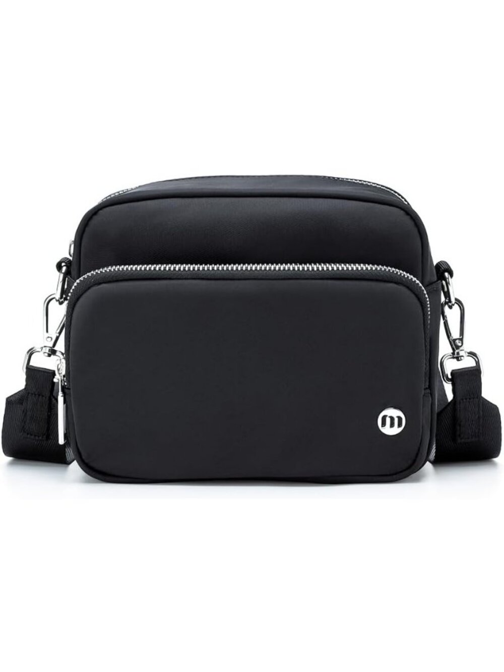 Women's Black Silver Travel Purse Adjustable Strap Casual Mini Crossbody Bag